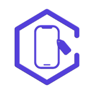 Cheaππης logo: a hexagon icon with a phone and price tag